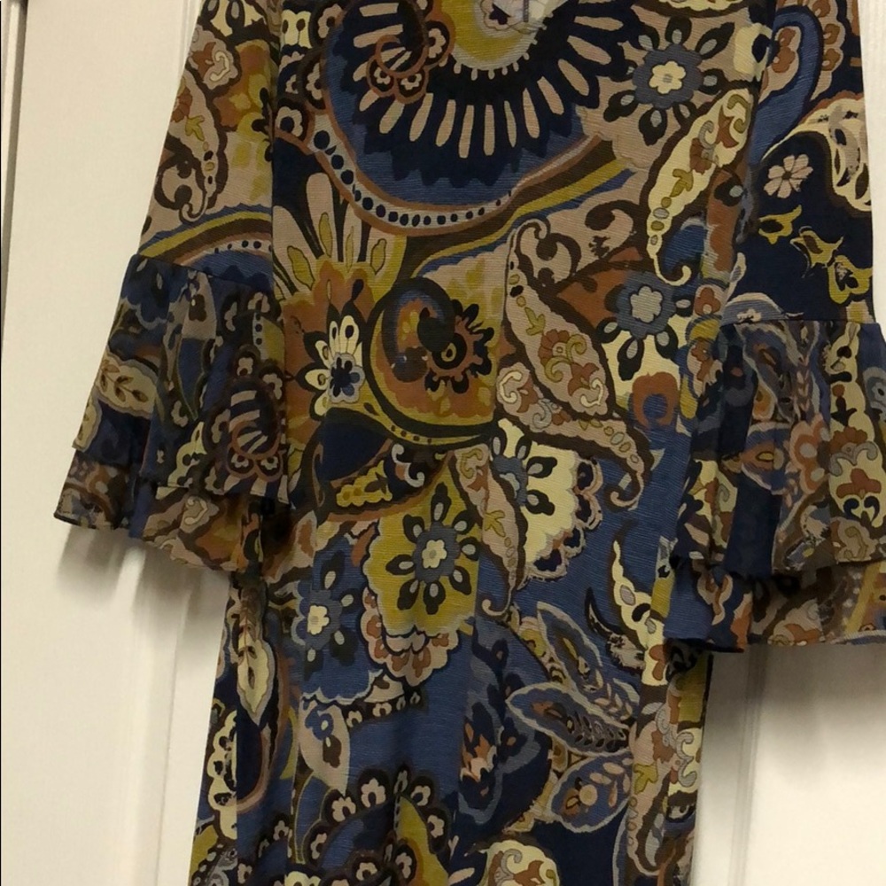 Navy brown grey dress